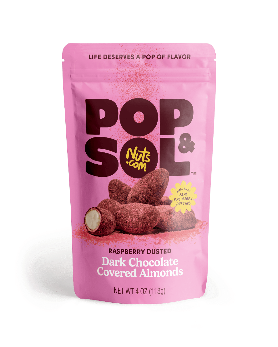 Pop & Sol Raspberry Dusted Dark Chocolate Almonds