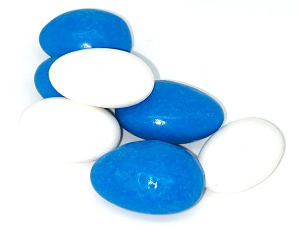 Mid Blue & White Candy Coated Dark Chocolate Almonds (Chanukah) *Special Production*
