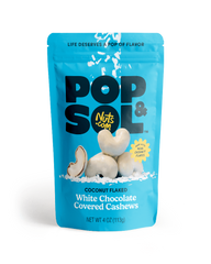 Pop & Sol Coconut Flaked White Chocolate Cashews