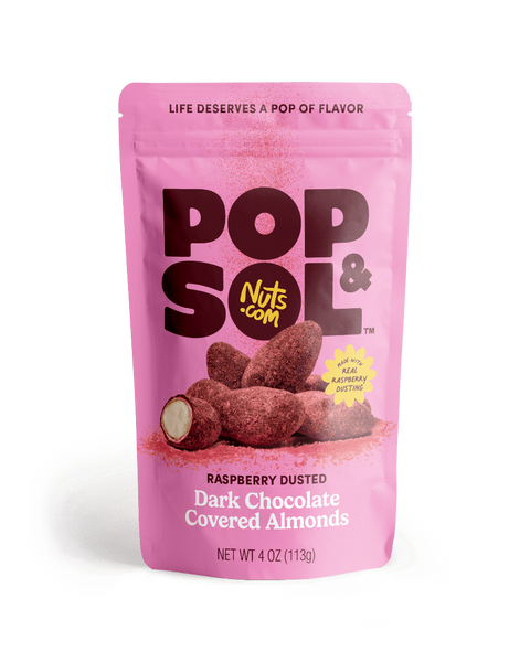 Pop & Sol Raspberry Dusted Dark Chocolate Almonds