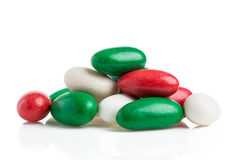Red, Green & White Candy Coated Dark Chocolate Almonds (Christmas)