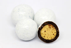 White Pastel Coated Milk Chocolate Malted Milk Balls *200 Lb. Minimum Order*